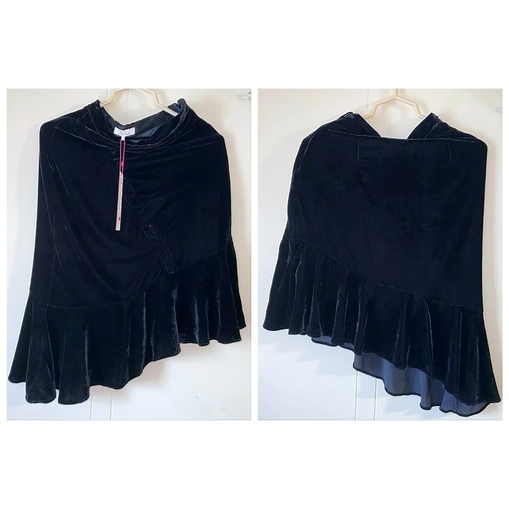 Parker Black Asymmetrical Velvet Skirt